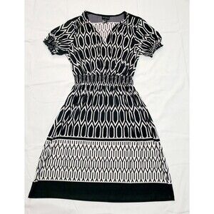 En Focus Studio Geometric Black Fit & Flare Career Office party cocktail Dress 8